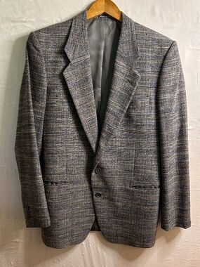 Vtg Mani by Giorgio Armani Mens Wool Blazer Italy Textured Dark Gray Sport Coat